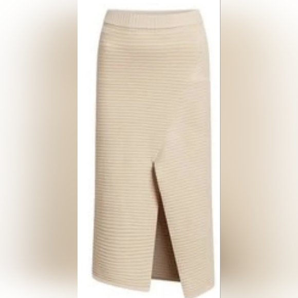 NAADAM Ribbed Side Slit Asymmetrical Cotton Silk Cashmere Blend Skirt Med NWT!